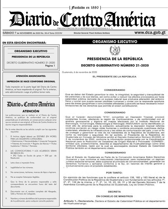 Gobierno decreta estado de Calamidad en Huehuetenango por ETA